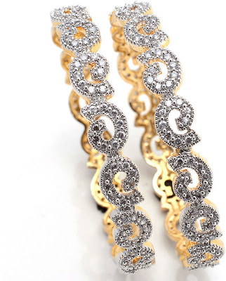 40% OFF on Sagun Stylish Brass Rhodium Plated Bangle Pack of 2