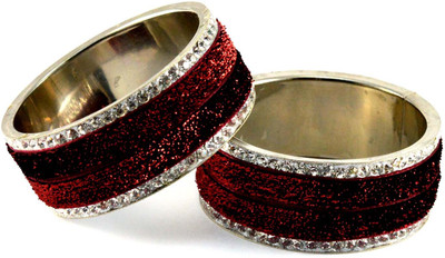 11% OFF on Vidhya Kangan Maroon Brass Crystal Rhodium Plated Bangle Set Pack of 2