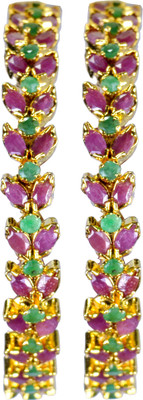 30% OFF on Pearl Paradise Royal Look High Fashion Wear Alloy Ruby, Emerald Yellow Gold Plated Bangle Set Pack of 2