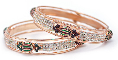 21% OFF on Monza Alloy Rose Gold Plated Bangle Set Pack of 2