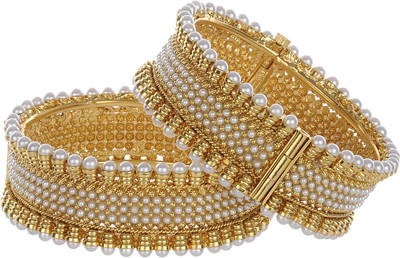 47% OFF on Treasure Trove Royal Collection Silver Zircon Yellow Gold Plated Bracelet Set Pack of 2