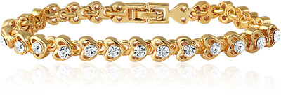 30% OFF on Mahi Tiny Hearts Brass, Alloy Crystal 24K Yellow Gold Plated Bracelet