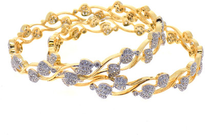 45% OFF on Aabhushan Jewels Alloy Cubic Zirconia Rhodium Plated Bangle Set Pack of 2