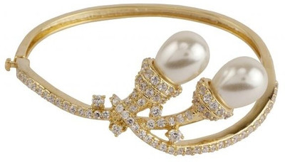 Siyora Brass Cubic Zirconia Yellow Gold Plated Bracelet Siyora Brass Cubic Zirconia Yellow Gold Plated Bracelet
