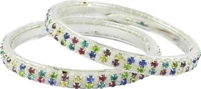 67% OFF on R18Jewels-Fashion&U Sparkling Beauty Metal Crystal Bangle Set Pack of 2