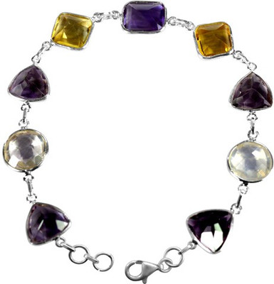 50% OFF on Arsh Crown Sky Dominion BR1345 Sterling Silver Amethyst, Citrine, Quartz Sterling Silver Plated Bracelet
