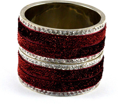 11% OFF on Vidhya Kangan Maroon Brass Crystal Rhodium Plated Bangle Set Pack of 2