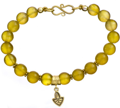 Exotic India Yellow Chalcedony Gold Plated Sterling Silver Chalcedony 8K Yellow Gold Plated Bracelet