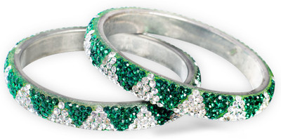 29% OFF on Ijuels Ethnic Bridal Alloy, Lac Cubic Zirconia Bangle Set Pack of 2