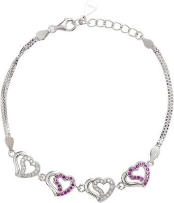 30% OFF on GemLN India Quattro Pink Heart Sterling Silver Rhodium Plating Bracelet