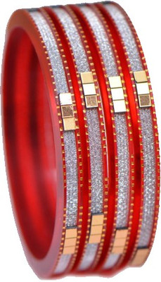 60% OFF on Ratnakar Red Shining Silver Alloy Alloy Bangle Set Pack of 4