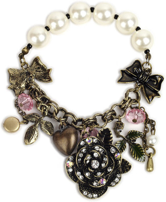 21% OFF on The Pari Pearly Alloy Yellow Gold Plated Charm Bracelet