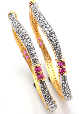 40% OFF on Sagun Stylish Brass Rhodium Plated Bangle Pack of 2