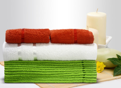 Story@home Cotton Bath, Hand & Face Towel Set 2 Pc Hand Towel + 1 Pc Bath Towel + 10 Pc Face Towel, Orange