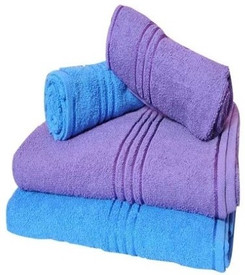 Trident Everyday Cotton Bath Towel Set (2 Bath Towel, 2 Hand Towels, Blue, Purple)