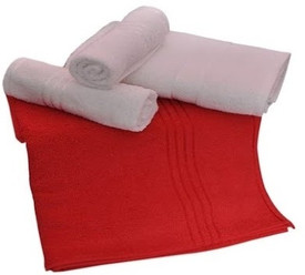 Trident Everyday Cotton Bath Towel Set (2 Bath Towel, 2 Hand Towels, Red, White)