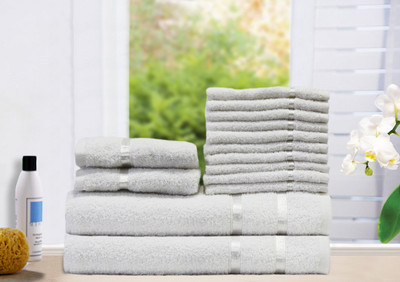 Story@home Cotton Bath, Hand & Face Towel Set 2 Bath Towel, 2 Hand Towel, 10 Face Towel, White