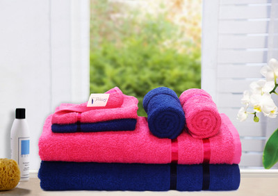 Story@home Cotton Bath, Hand & Face Towel Set 2 Pc Bath Towel, 2 Hand Towel, 2 Face Towel, Pink