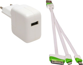 Vtc Power Adaptor With Usb Data Cable For Apple I Phone 4,4s,5,5s,6,6plus & Samsung Battery Charger (white)