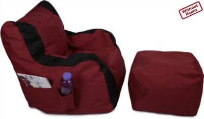 67% OFF on Fun ON XXL Bean Bag Chair Cover - Without Beans Maroon, Black