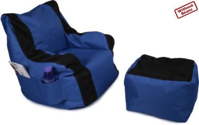 53% OFF on Fun ON XXL Bean Bag Chair Cover - Without Beans Blue, Black