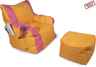 53% OFF on Fun ON XXL Bean Bag Chair Cover - Without Beans Yellow, Pink