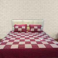 A'la Mode Creations Cotton Double Bedspread with 2 Pillow Covers, Pink color Cotton Bedding Set