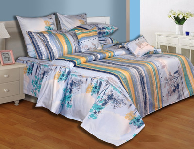 26% OFF on Salona Bichona Cotton Striped Double Bedsheet 1 Bedsheet, 1 Pillow Cover, Multicolor