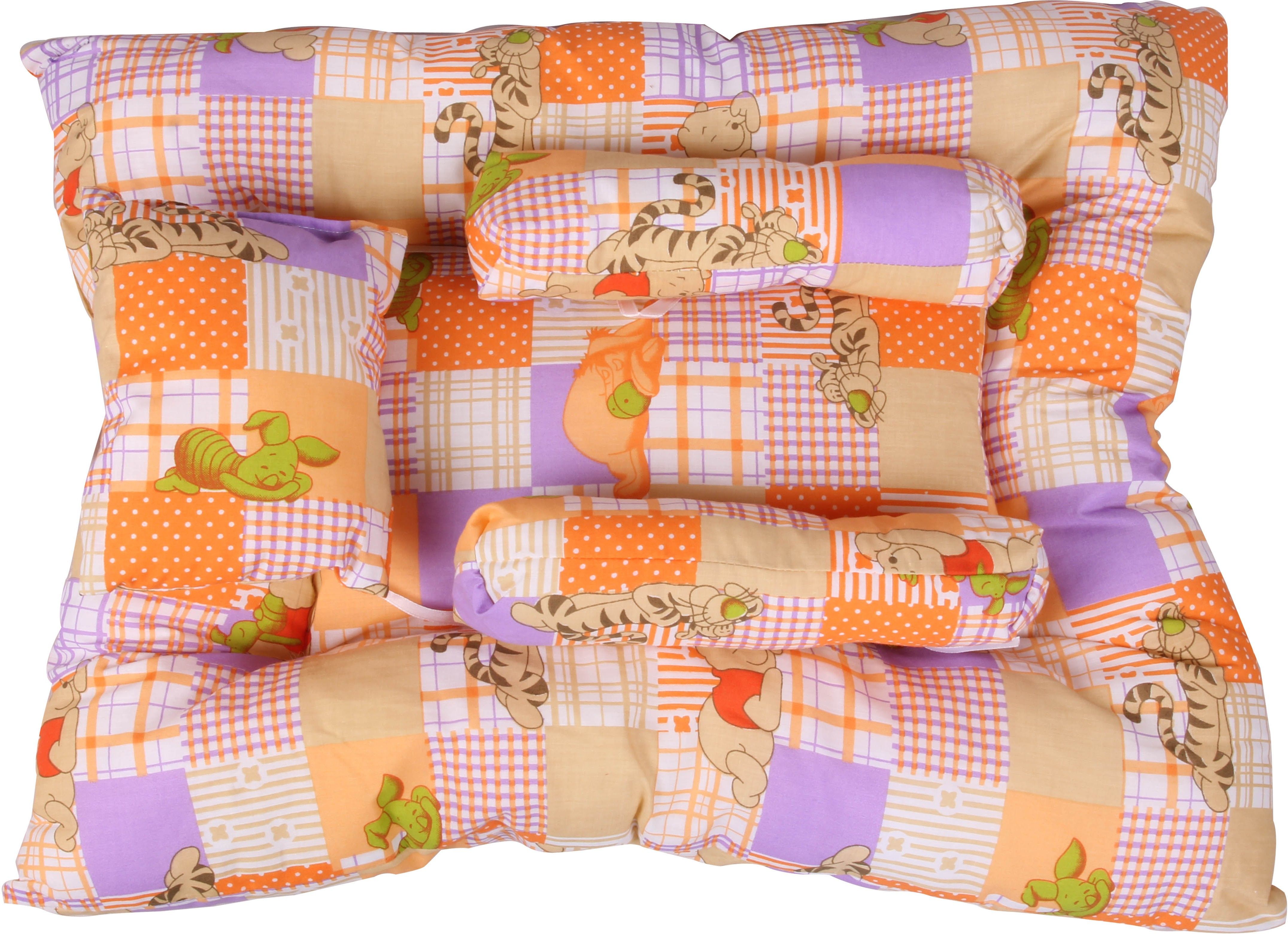 Orange and Orchid Checked Cotton Bedding Set