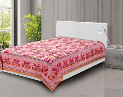47% OFF on Teesort Cotton Floral Single Bedsheet 1 Bedsheet, Pink
