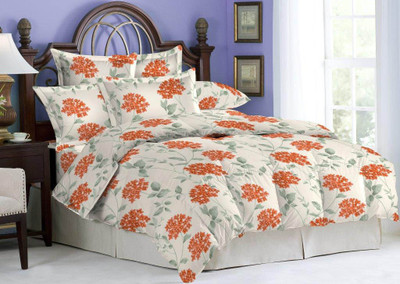 31% OFF on Bombay Dyeing Cotton Floral Double Bedsheet 1Double Bedsheet, 2Pillow Cover, Orange