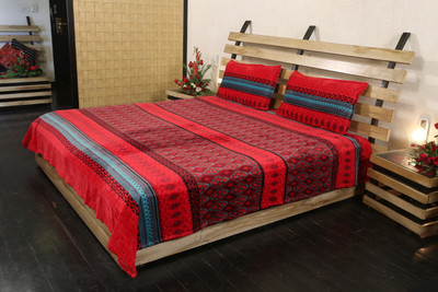 6% OFF on Adinath Polyester Printed Double Fitted Bedsheet