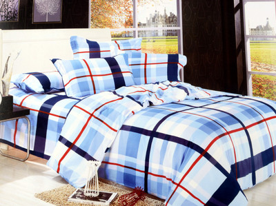 25% OFF on North West Polyester Printed Double Bedsheet 1 Double Bedsheet, 2 Pillow Cases, Blue, Red
