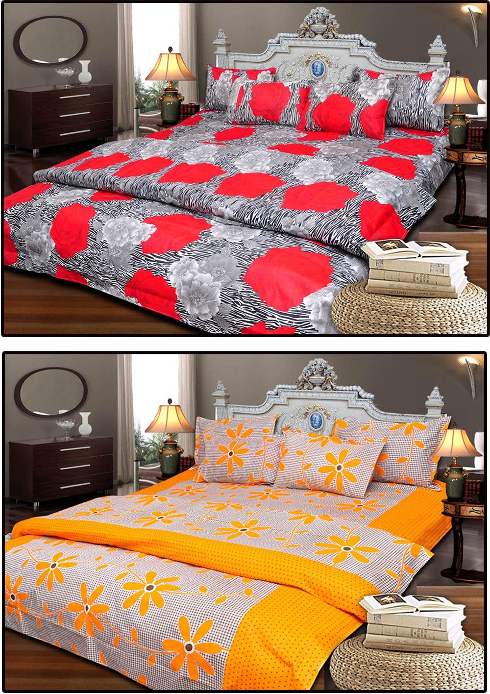 10% OFF on JBG Home Store Cotton Floral King Bedsheet