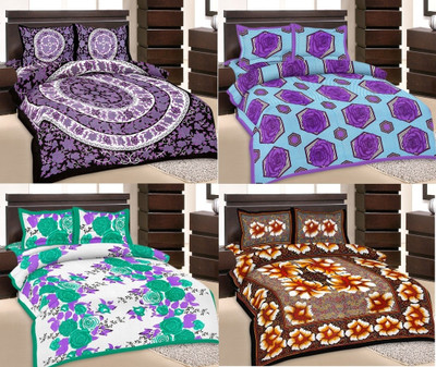 39% OFF on Rangasthali Cotton Printed Double Bedsheet 4 Bedsheets X 8 Pillow cover, Multicolor