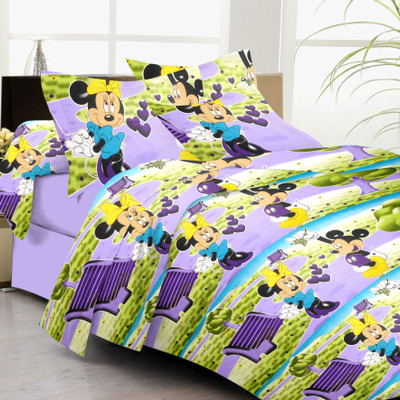 61% OFF on Lali Prints Cotton Floral Double Bedsheet 1 Bedsheet, 2 Pillow Covers, Purple