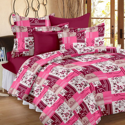 70% OFF on Ahmedabad Cotton Cotton Floral Single Bedsheet 1 Single Bedsheet & 1 Pillow Cover, Maroon