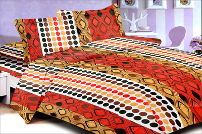 61% OFF on Lali Prints Cotton Printed Double Bedsheet Bedsheet, 2 pillow covers, Orange