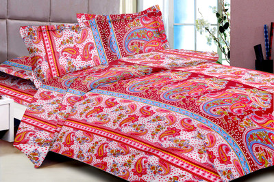 53% OFF on Urban Style Cotton Paisley Double Bedsheet 1 Bedsheeet, 2 Pillow covers, Pink