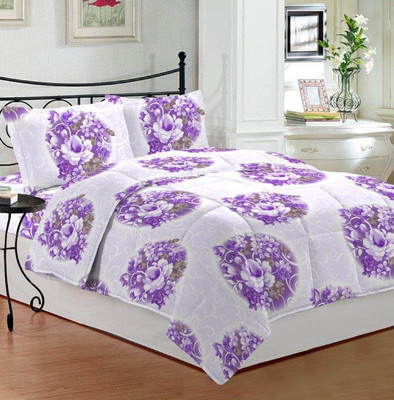 31% OFF on Bombay Dyeing Cotton Floral Double Bedsheet 1Double Bedsheet, 2Pillow Cover, Purple