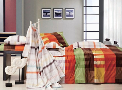 Bianca Cotton Checkered King Bedsheet 1 Bedsheet, Multicolor