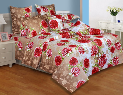 33% OFF on Salona Bichona Cotton Floral Double Bedsheet 1 Bedsheet, 2 Pillow Covers, Multicolor