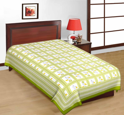 65% OFF on Kismat Collection Cotton Printed Single Bedsheet Bedsheet, Green