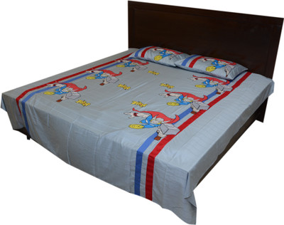 2% OFF on Bichawan Cotton Abstract Queen sized Double Bedsheet