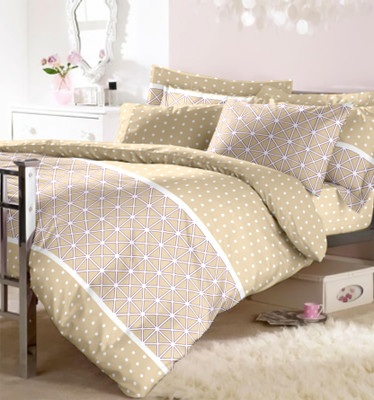 30% OFF on Raymond Cotton Printed Double Bedsheet 1 Bedsheet, 2 Pillow Covers, Brown