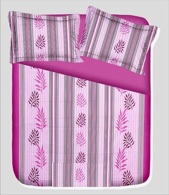 14% OFF on RR Textile House Cotton, Satin Printed Double Bedsheet 1 Bedsheet, 2 PillowCover, Pink