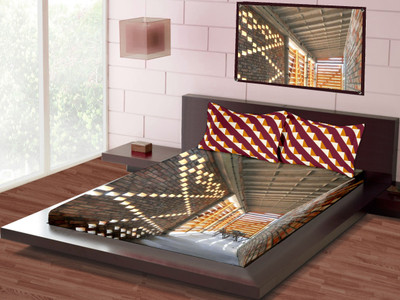 Raymond Cotton Printed Double Bedsheet 1 Bedsheet, 2 Pillow Cover, Brown