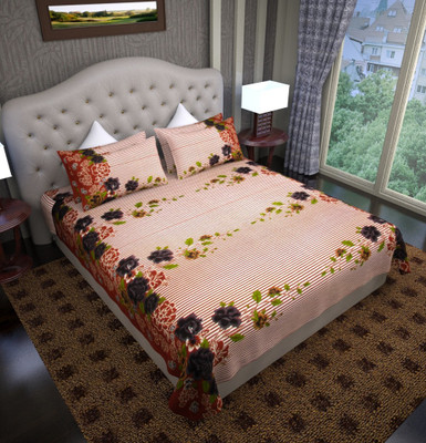 75% OFF on Graffiti Home Cotton Striped Double Bedsheet