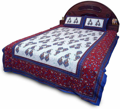 33% OFF on Sunshine Rajasthan Cotton Floral Double Fitted Bedsheet