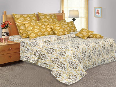 33% OFF on Salona Bichona Cotton Damask Double Bedsheet 1 Bedsheet, 2 Pillow Covers, White